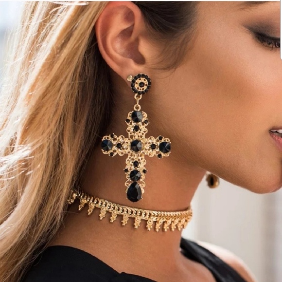 Jewelry - Gold ear crosses DG style earrings
